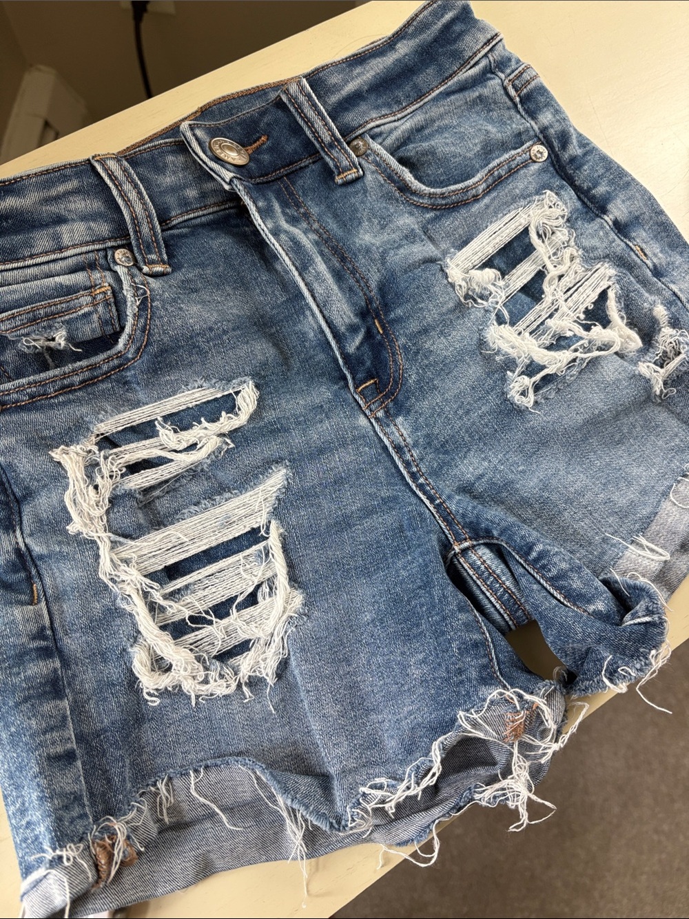 American Eagle Outfitters Distressed Blue Denim Jean Shorts